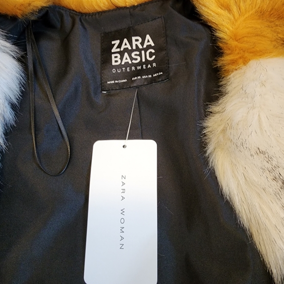 Zara NWT faux fur striped fun jacket XS - Picture 5 of 12